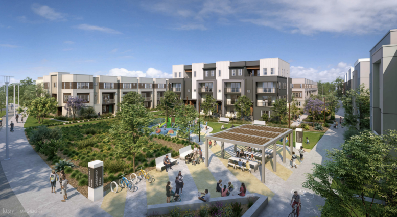 West Midway Development Project Park and Building Rendering, image via Brookfield Properties, KTGY, Woodley Architecture Group