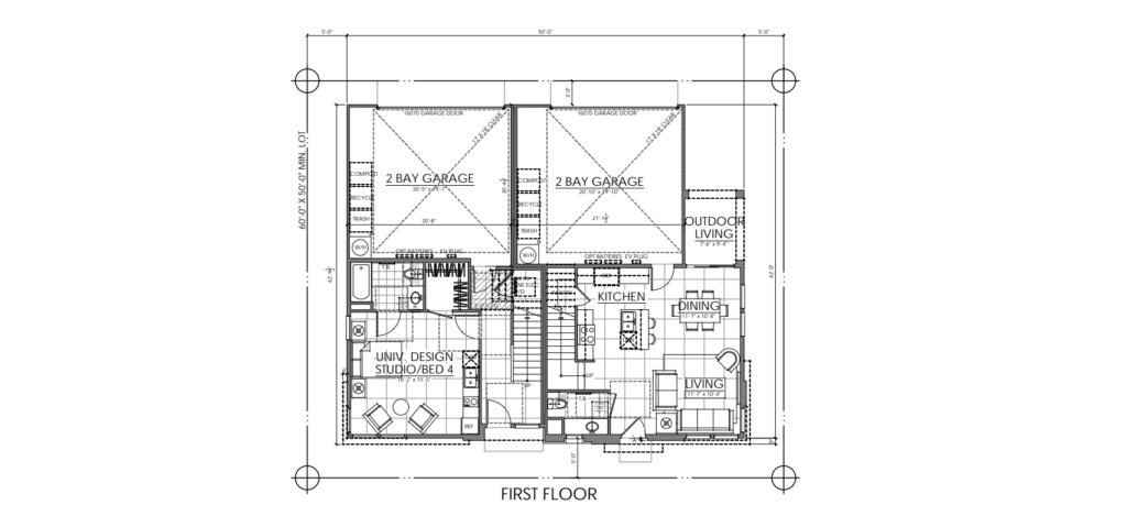 West Midway Development Project Sample Duet First Floor Plans, image via Brookfield Properties, KTGY, Woodley Architecture Group, CBG