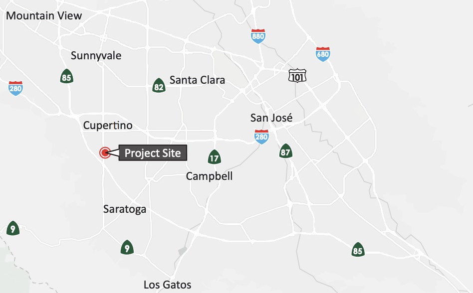 1000 South De Anza Boulevard Project Location, image prepared by Borello Asset Management