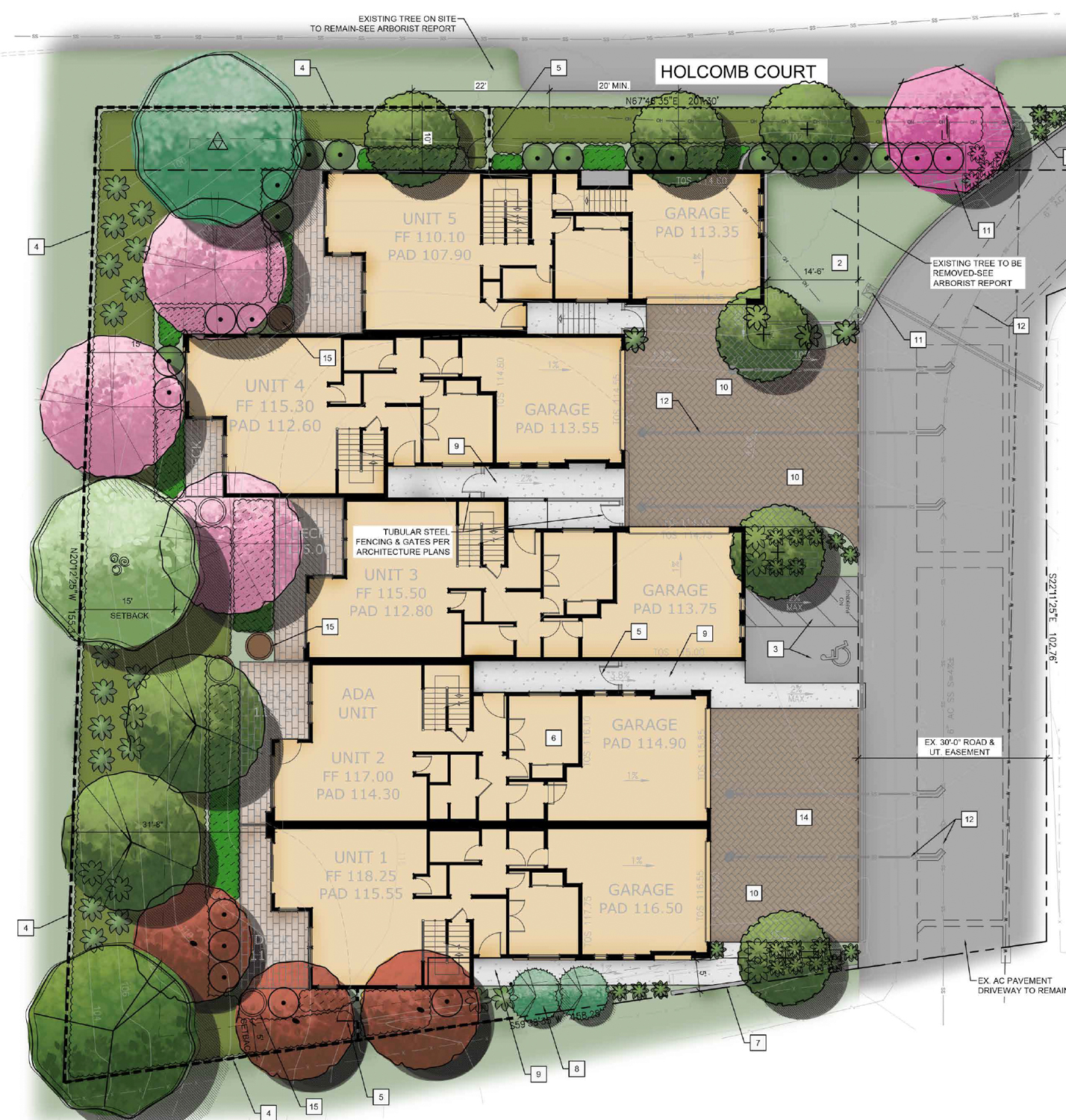 15 Holcomb Court site map, illustration by Weiland Design Group