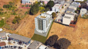 150 Porter Street aerial view, rendering by Schaub Li Architects