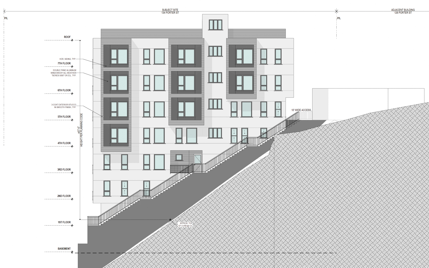 150 Porter Street elevation, rendering by Schaub Li Architects