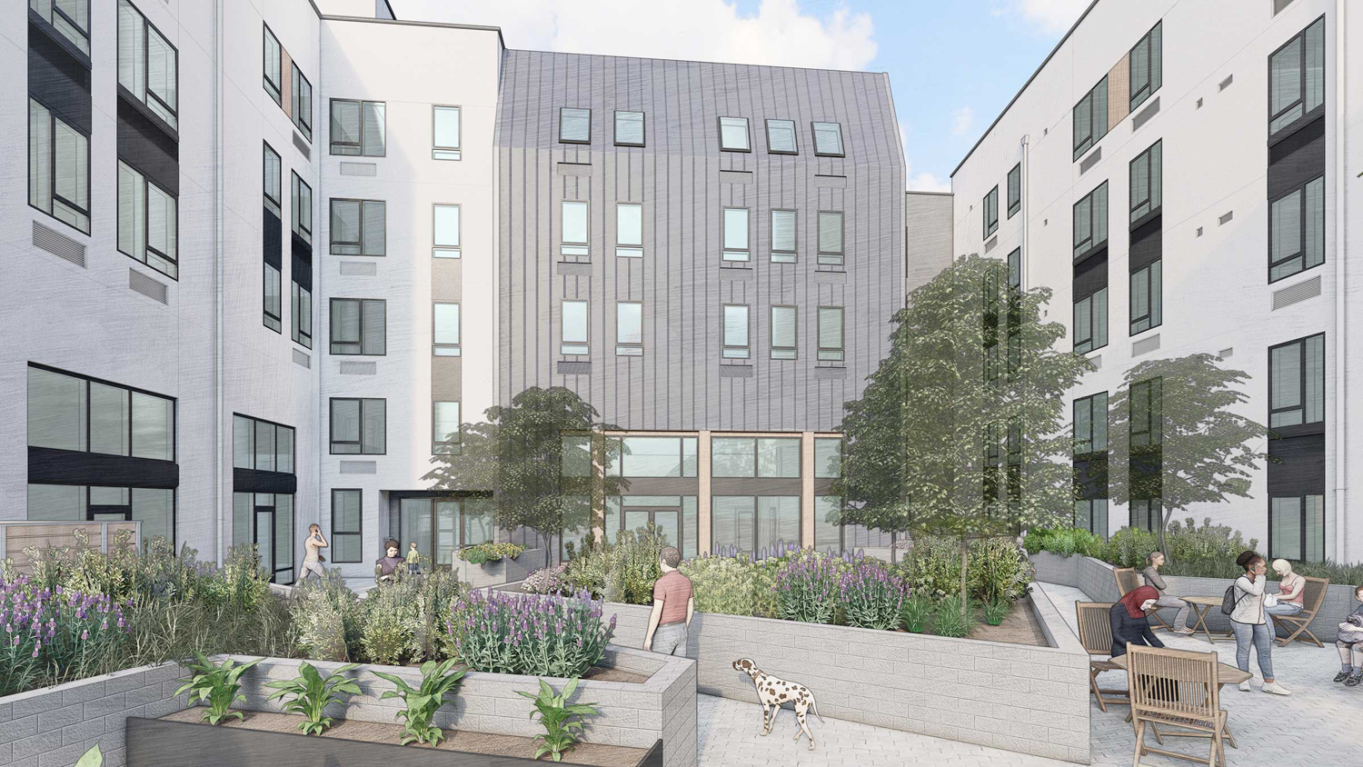 1701 San Pablo Avenue inner courtyard, rendering by PYATOK