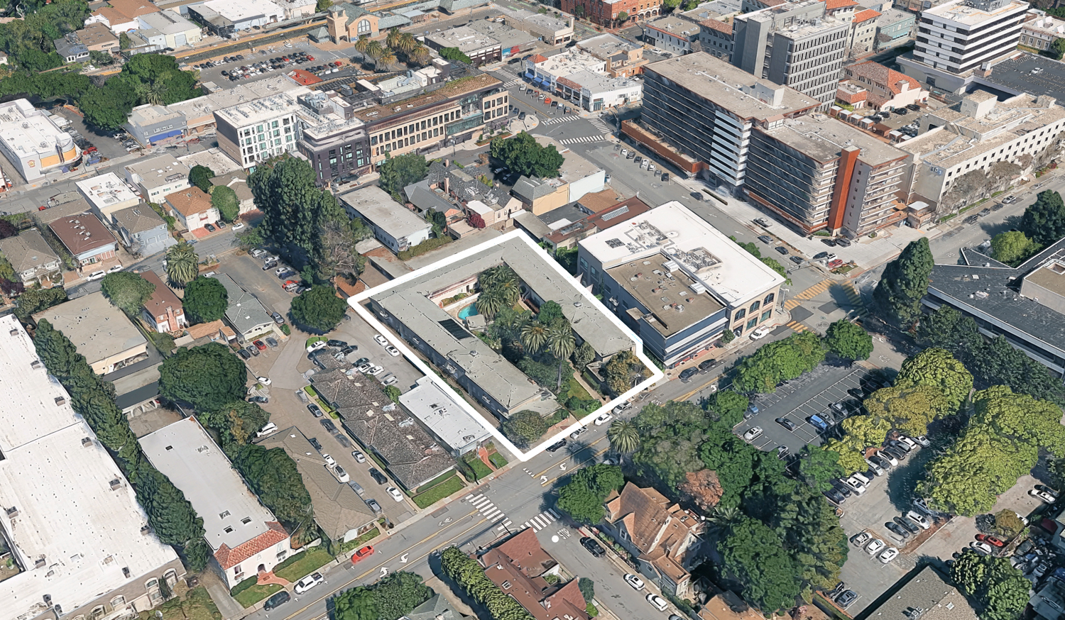 22 North San Mateo Drive, image via Google Satellite