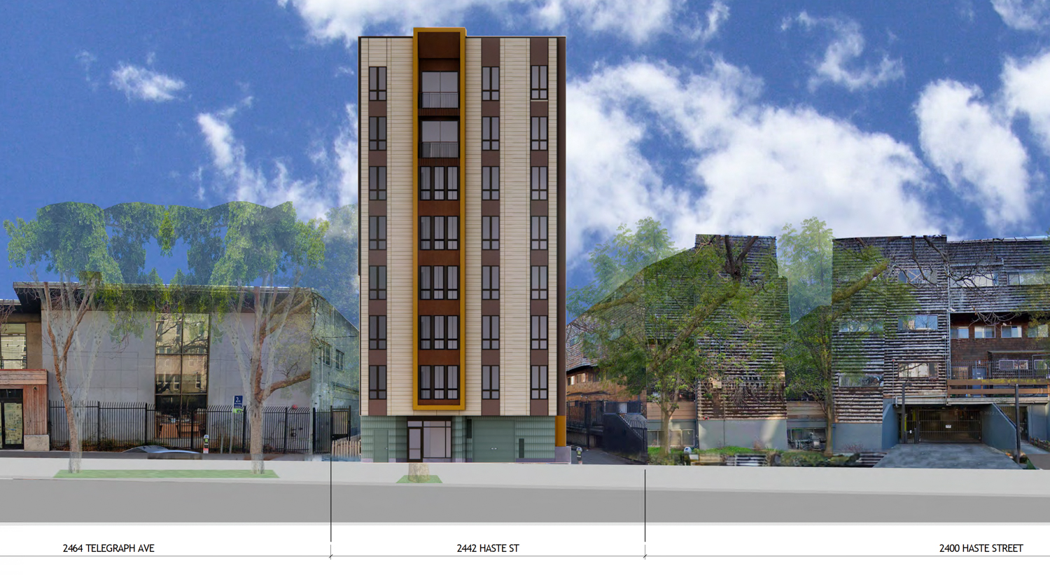 2442 Haste Street street elevation, rendering by Studio KDA