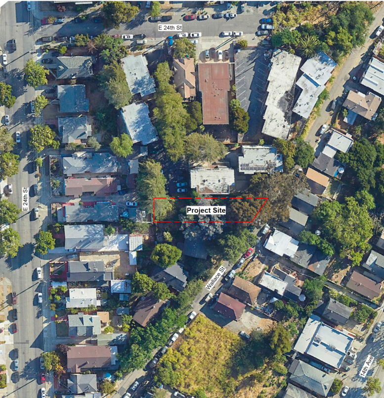 2600 Wallace Street site outlined in red, image via Studio Thai LLC
