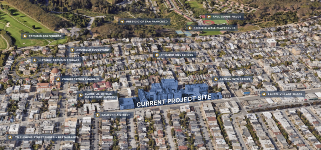 3700 California Street Current Site Aerial View, image via BDE