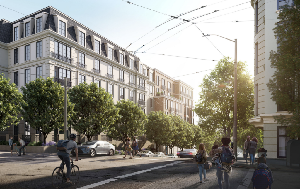 3700 California Street Project Rendering from Maple and Sacramento, image by BDE