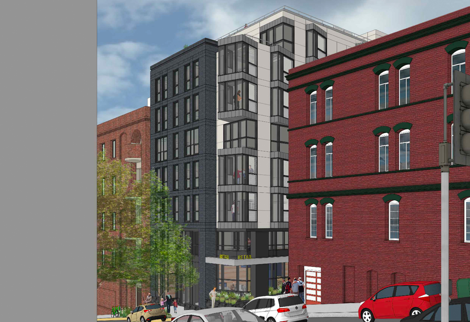 425 Broadway complex overlooking Montgomery Street, rendering by Ian Birchall & Associates