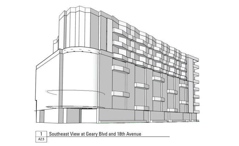 5400 Geary Boulevard establishing view, illustration by G7A