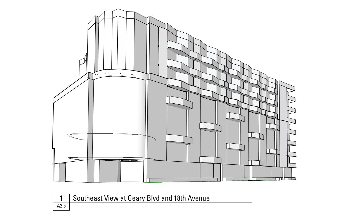 5400 Geary Boulevard establishing view, illustration by G7A