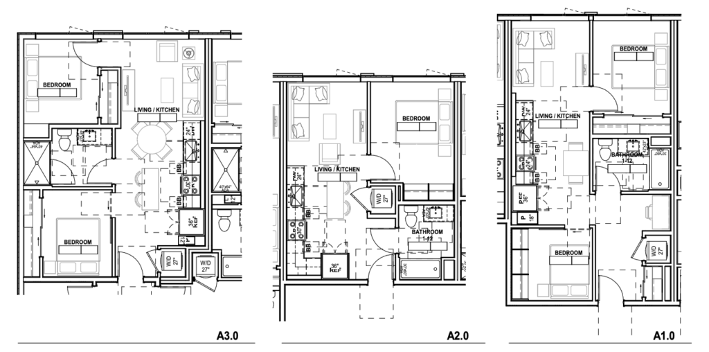 585 17th Street One-Bedroom Unit Plans, image by BDE