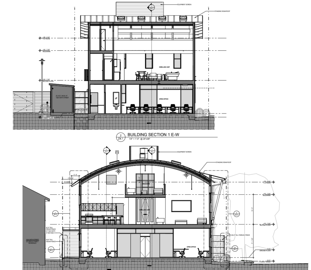 811 Cedar Street Building Sections, image by Stackhouse De la Peña Trachtenberg Architects