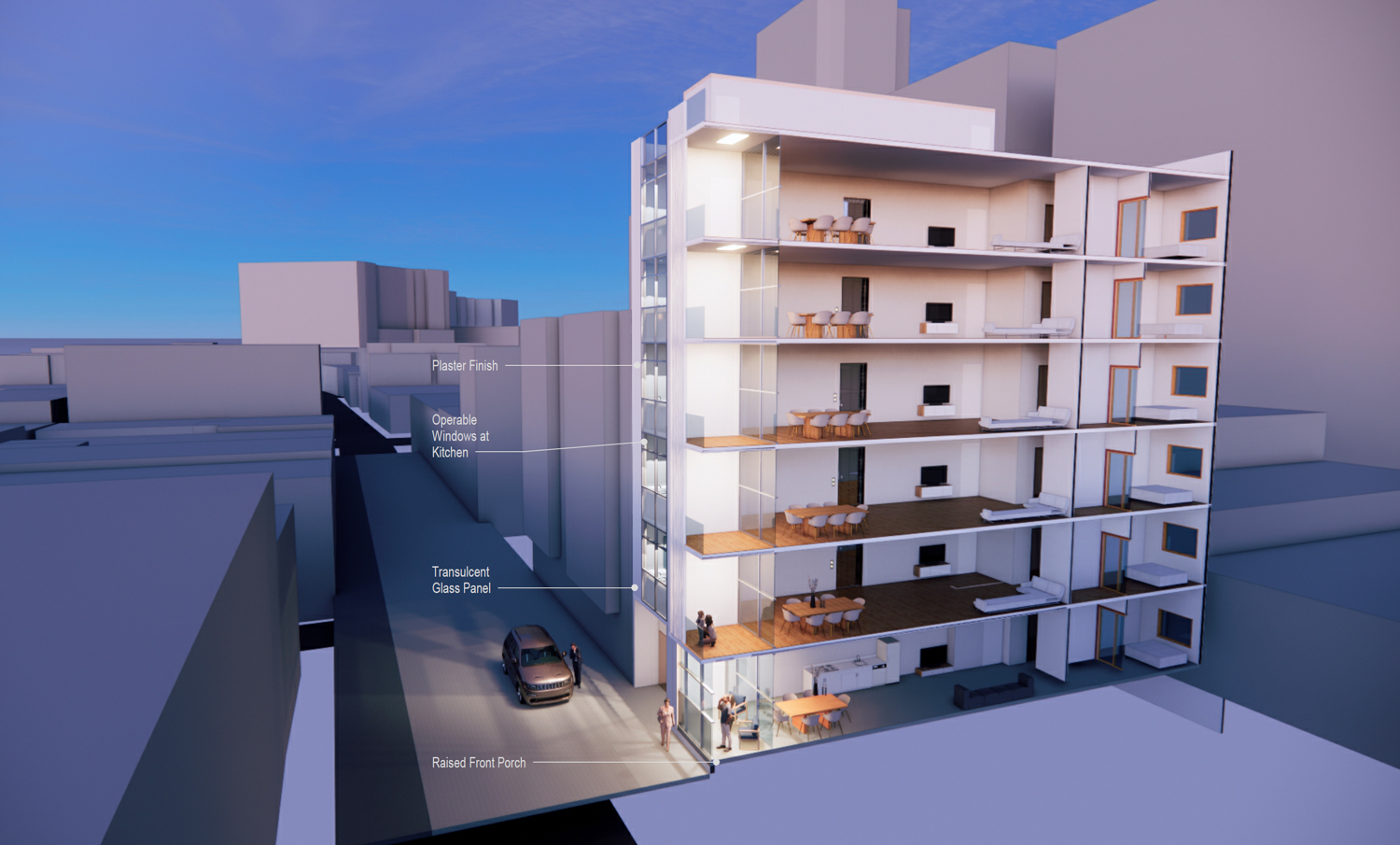 926 Natoma Street cross-section, rendering by dsk architects