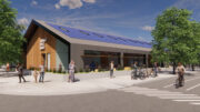 Alchemist Public Market establishing view, rendering by Dreyfuss + Blackford Architects
