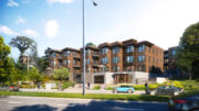 Bridgeway Commons establishing view, rendering by BDE Architecture