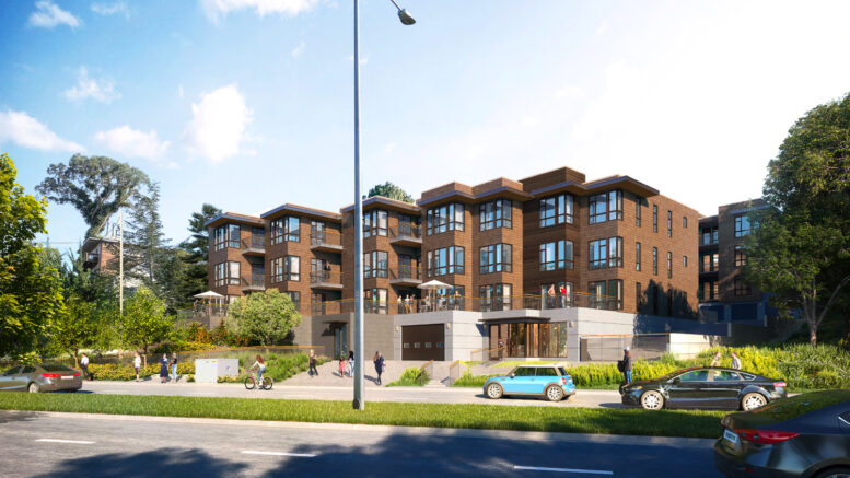 Bridgeway Commons establishing view, rendering by BDE Architecture