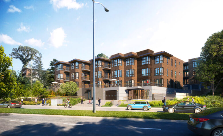 Bridgeway Commons establishing view, rendering by BDE Architecture