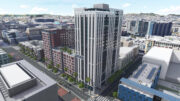 Mission Bay Block 4 East aerial view, rendering by Perry Architects and Y.A. Studio