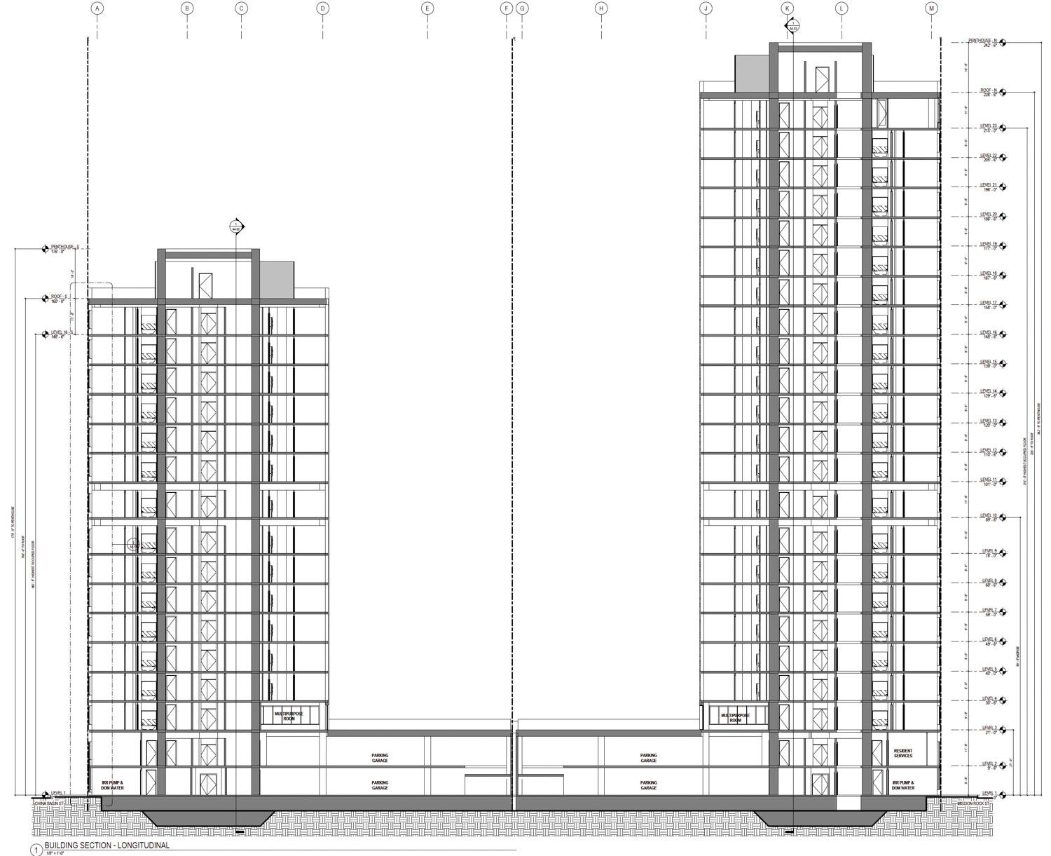 Mission Bay Block 4 East vertical cross-section, illustration by Perry Architects and Y.A. Studio