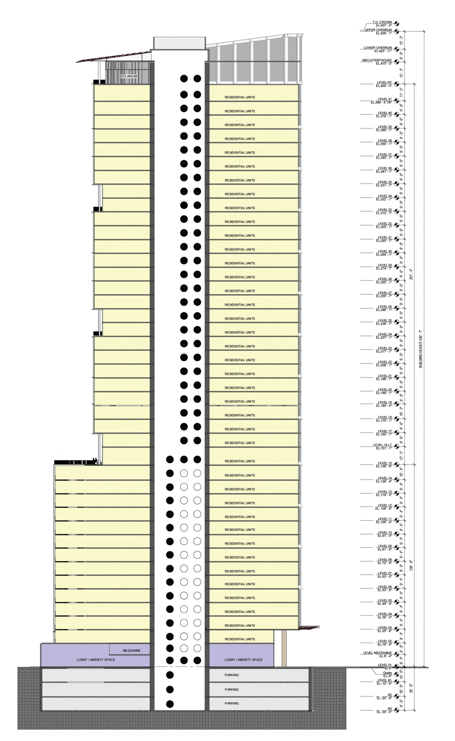 One Oak vertical cross-section, illustration by SCB