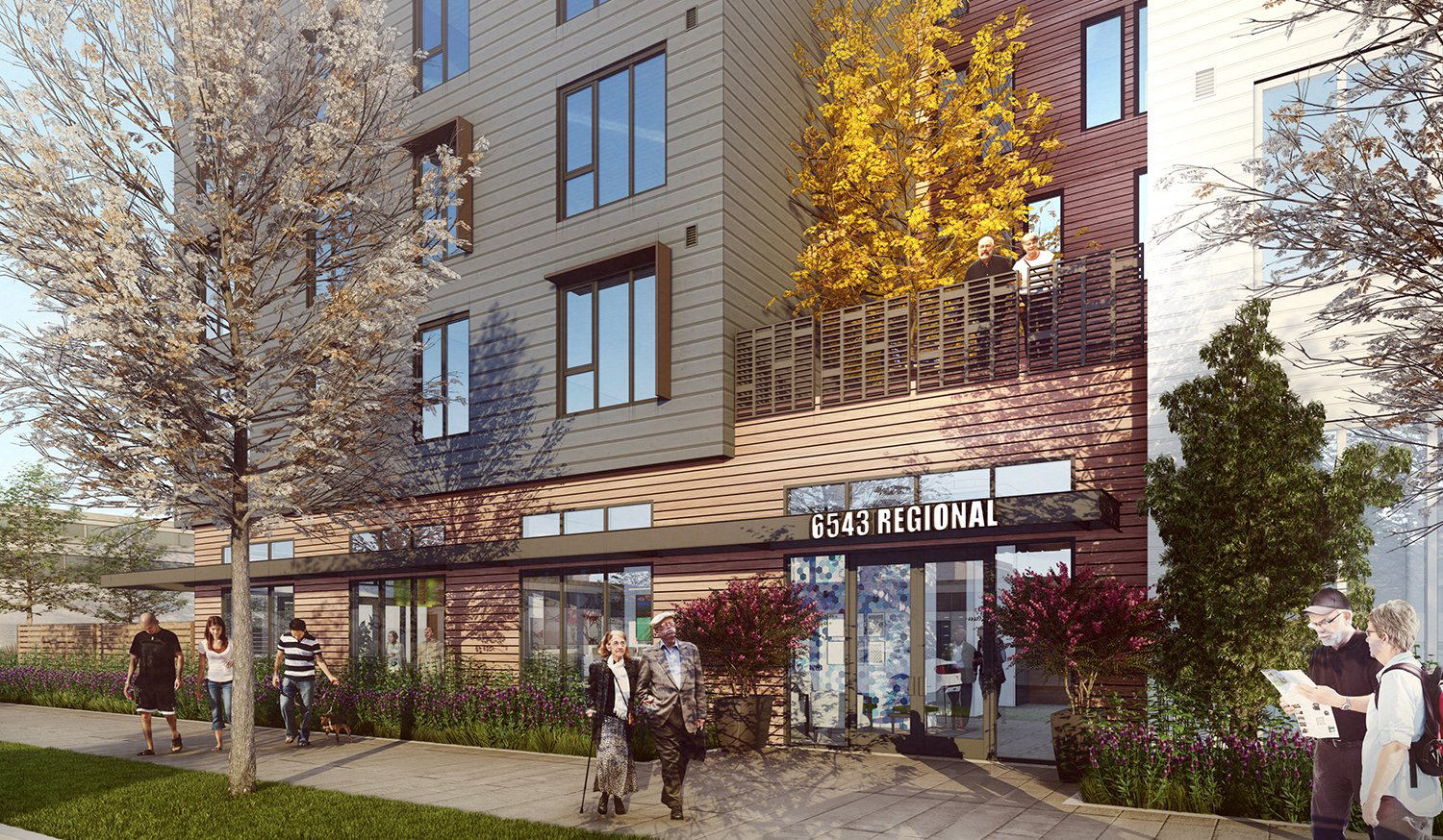 Regional Street Apartments pedestrian view, rendering by BAR Architects & Interiors