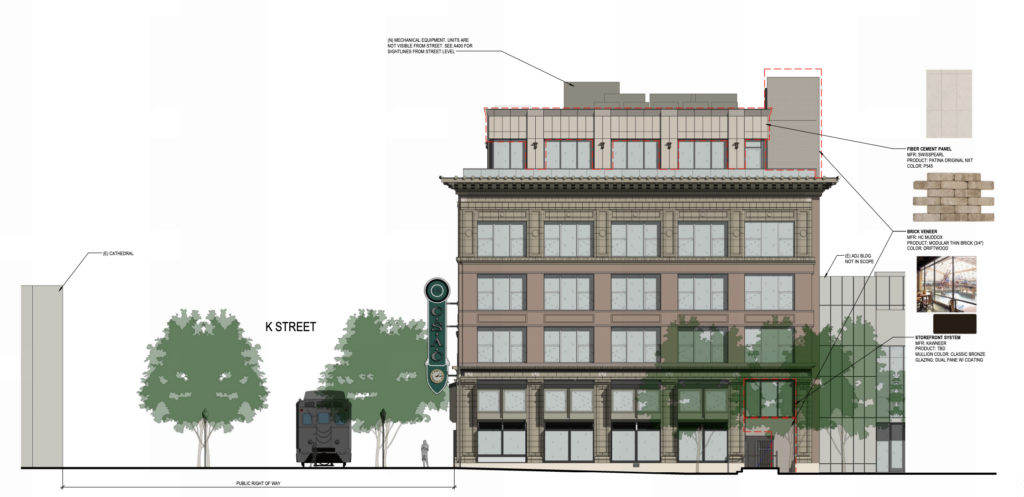 1100 K Street Proposed Building Elevation, image by HGA