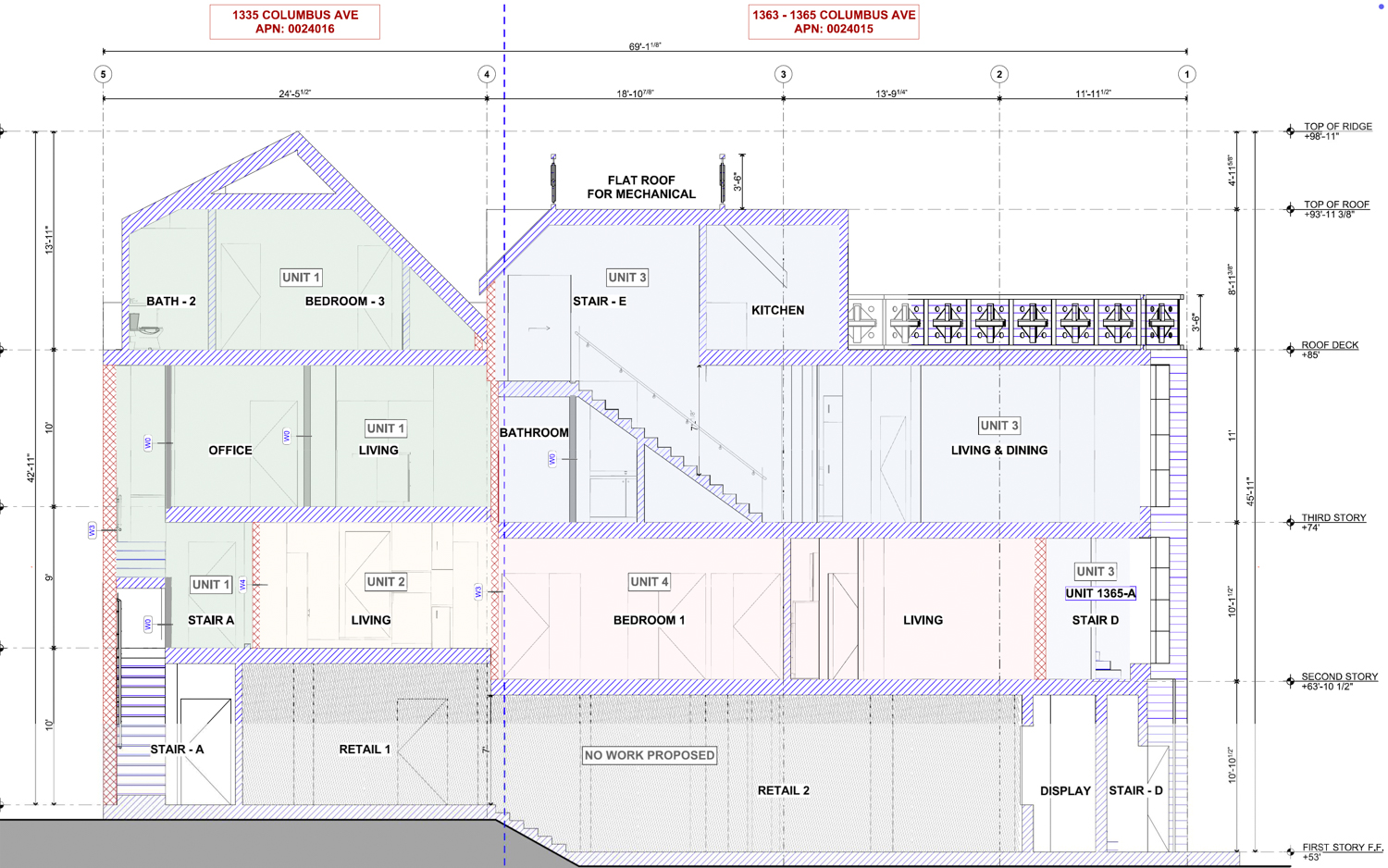 1335-1365 Columbus Avenue cross-section, illustration by DNM Architecture
