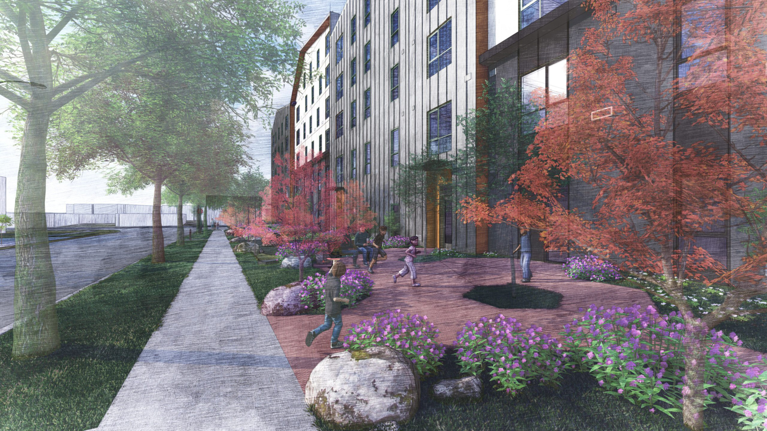 1371 Kooser Road paseo, rendering by VMWP Architects