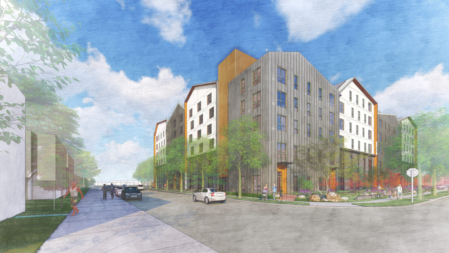 1371 Kooser Road pedestrian view, rendering by VMWP Architects