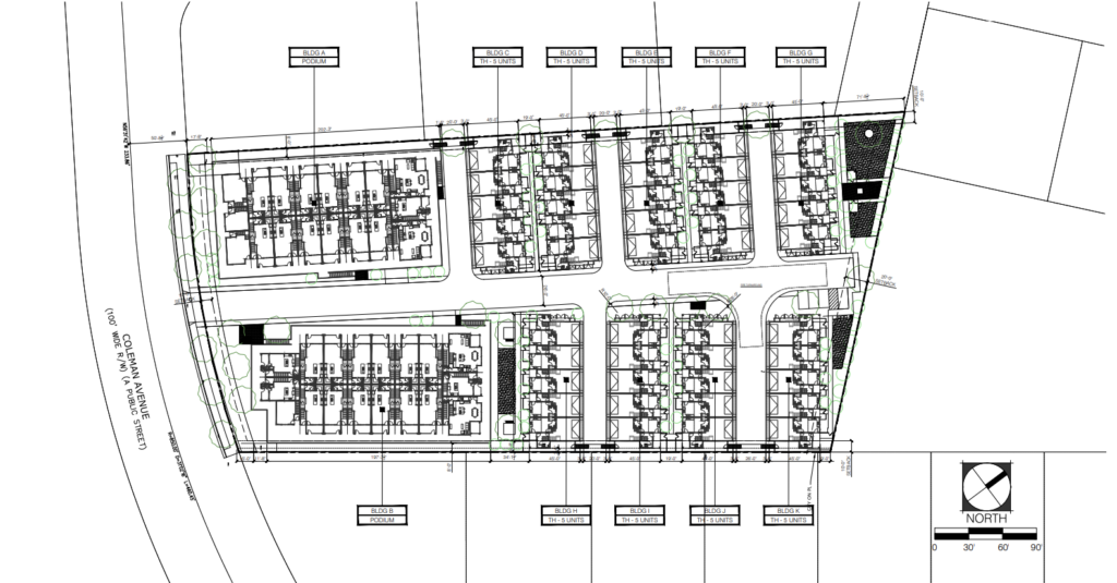 1400 Coleman Avenue Main Level Site Plan, image by HUNT HALE JONES ARCHITECTS