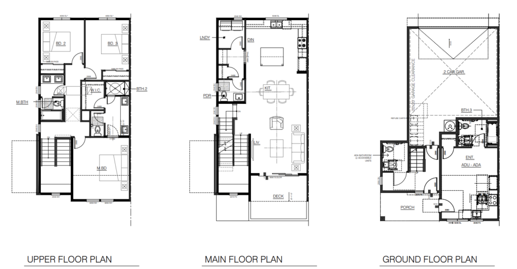 1400 Coleman Avenue Sample Townhome Floorplan, image by HUNT HALE JONES ARCHITECTS