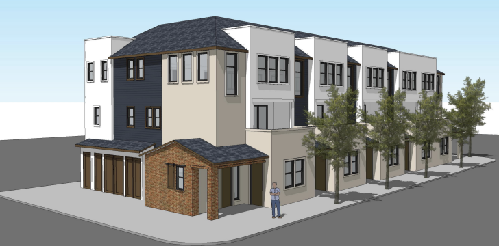 1400 Coleman Avenue Sample Townhomes Rendering, image by HUNT HALE JONES ARCHITECTS