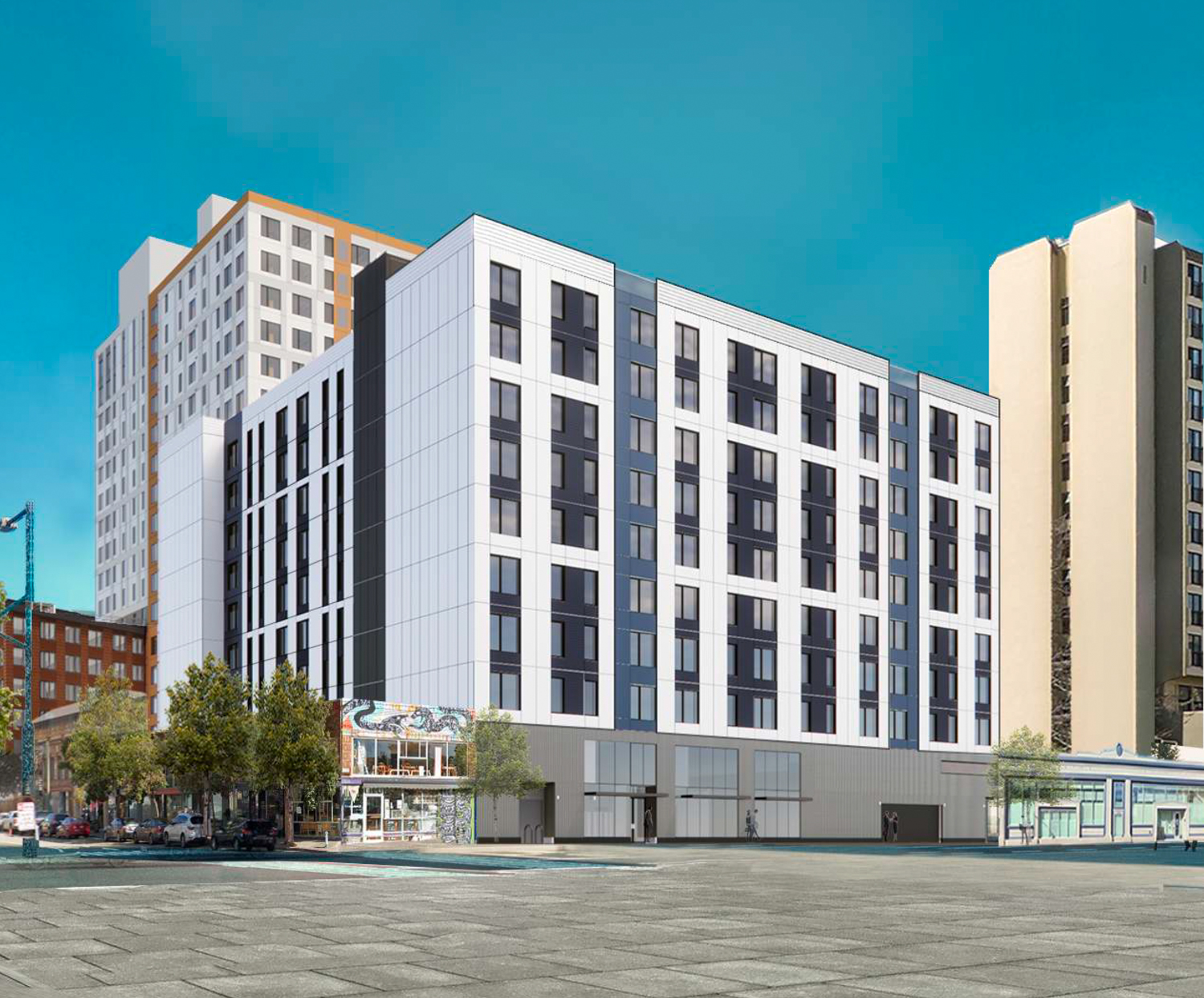 1523 Harrison Street outdated 10-story iteration, rendering by oWow