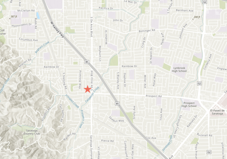 1601 S De Anza Boulevard Site Location, image via ArcGIS Online