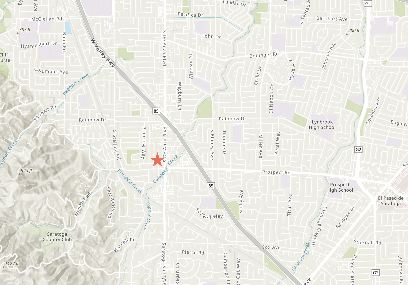 1601 S De Anza Boulevard Site Location, image via ArcGIS Online