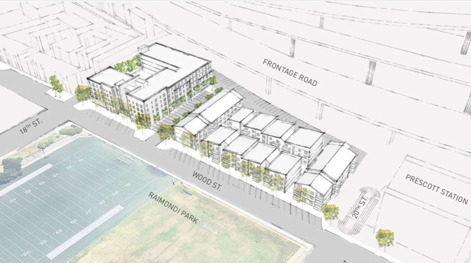 1707 Wood Street, rendering by PYATOK and Philip Win Architecture shared by the SF Business Times