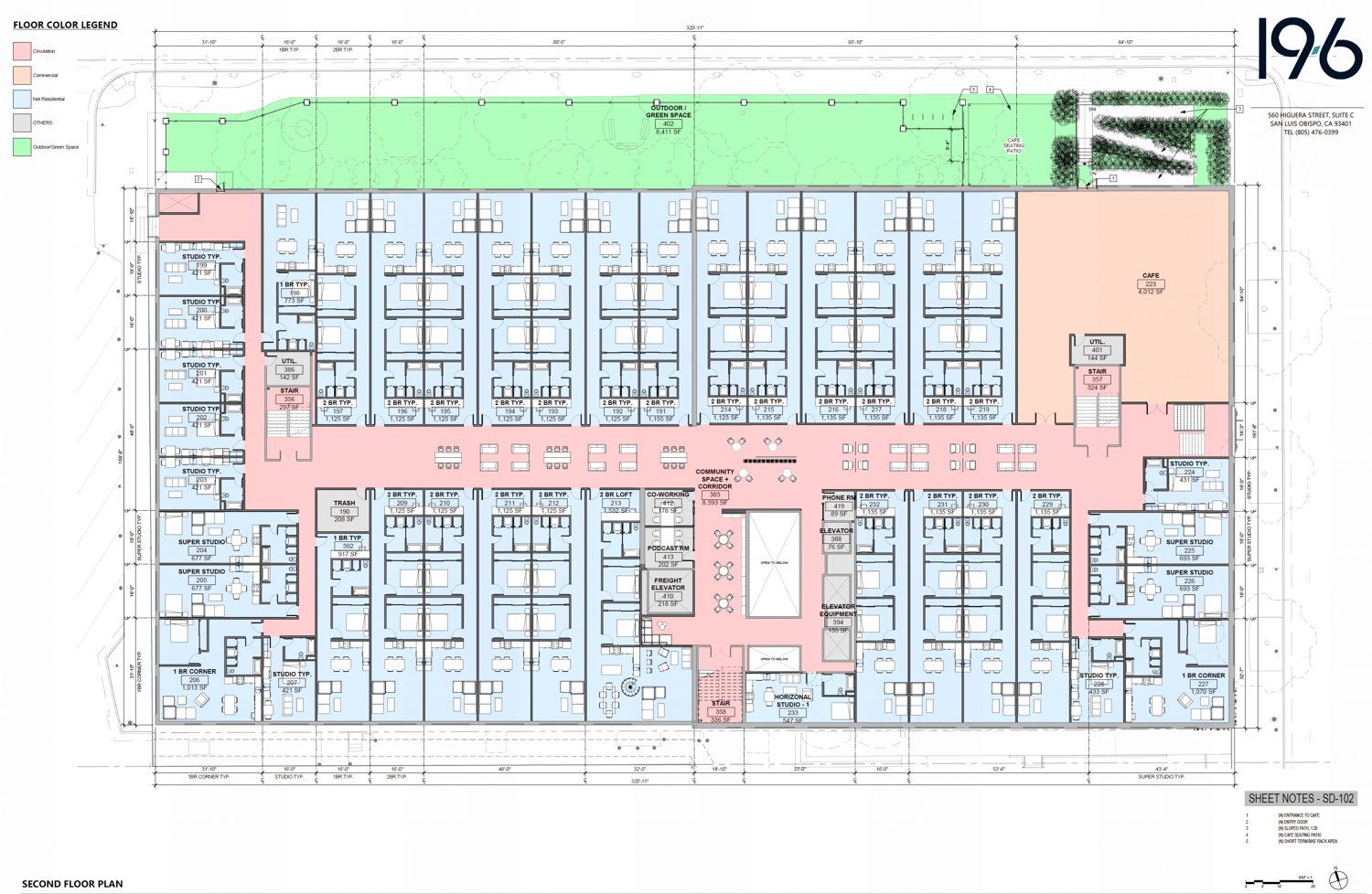 1800 3rd Street second-level floor plan, illustration by 19Six Architects