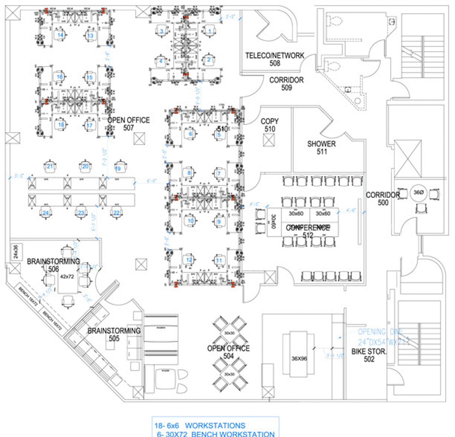 2001 Center Street office floor-plan, illustration via Gordon Commercial Real Estate