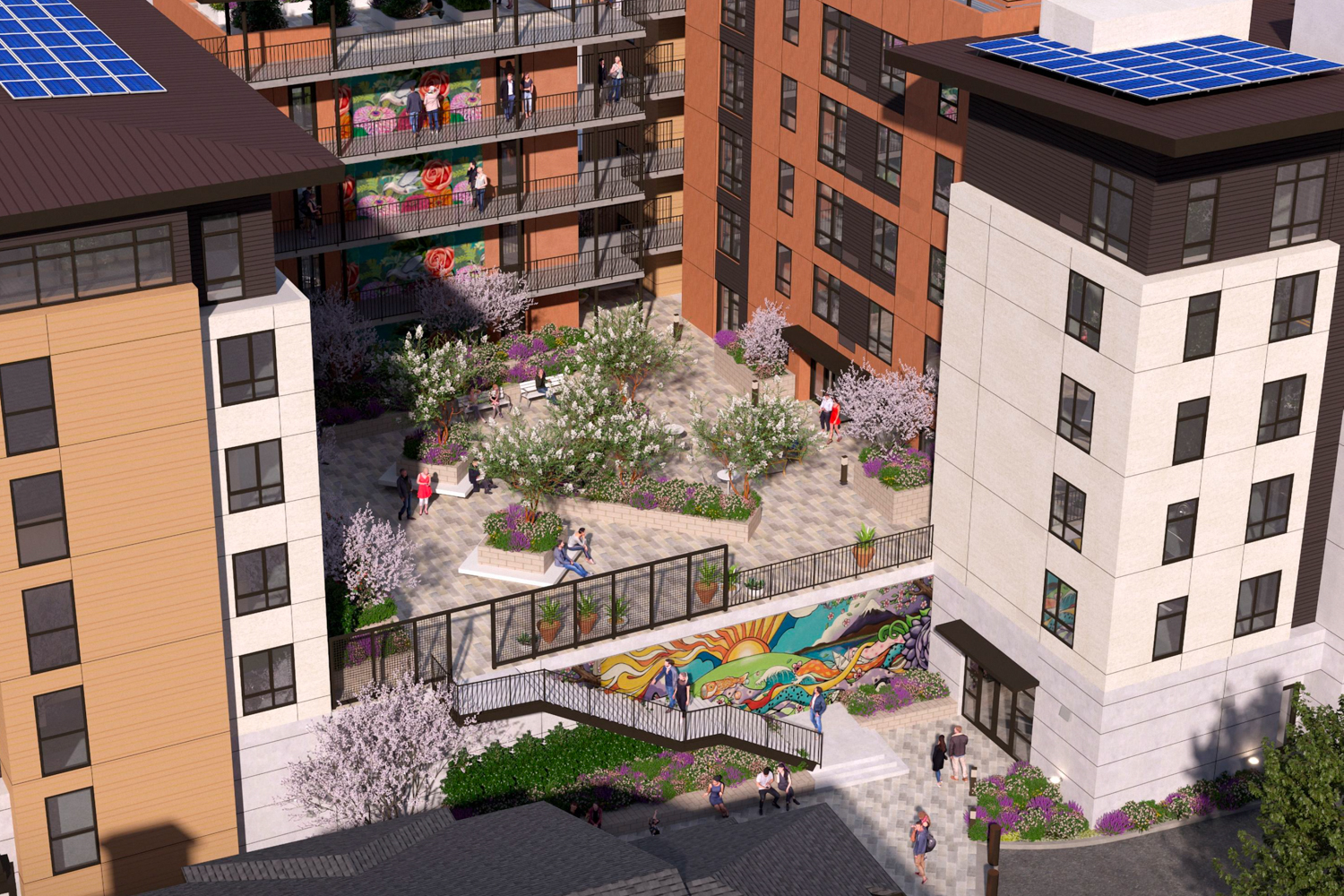 245 West Weddell Drive podium courtyard, rendering by Architects FORA