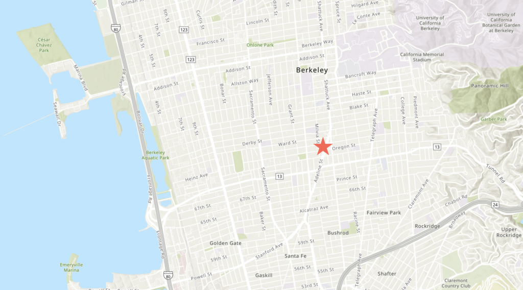 2902 Adeline Street Site Location, image via ArcGIS Online