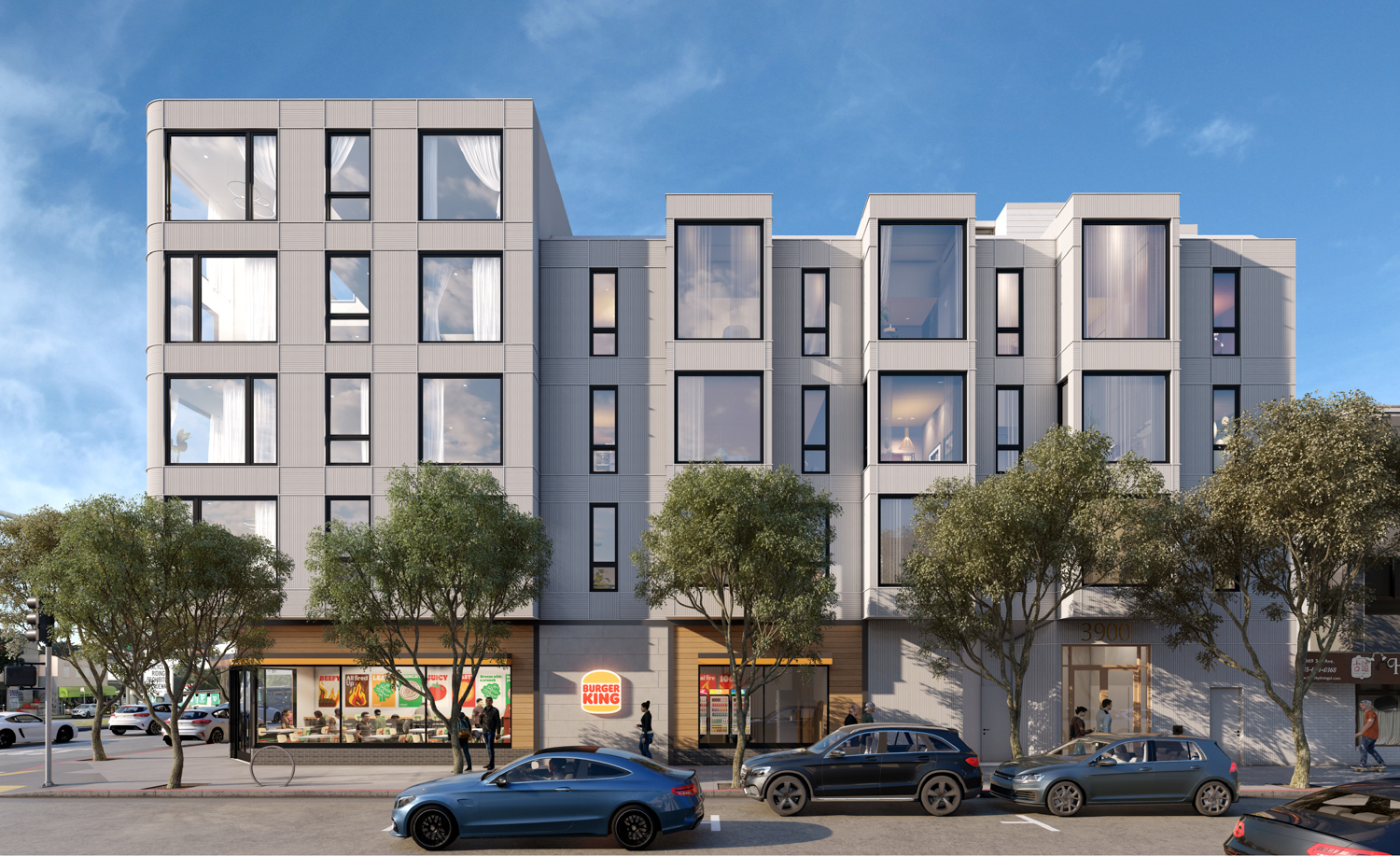 3900 Geary Boulevard overlooking 3rd Avenue, rendering by RG Architecture