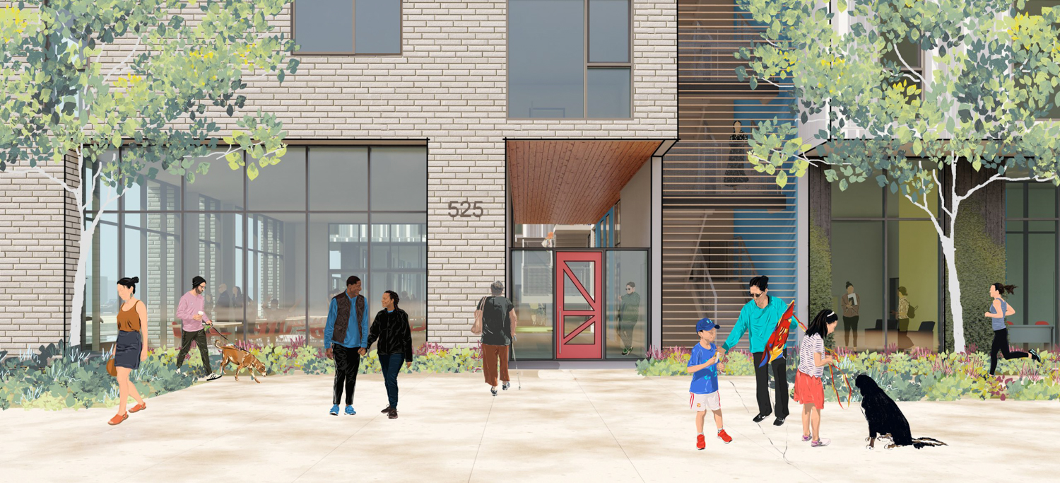 525 North Capitol Avenue entry, rendering by David Baker Architects
