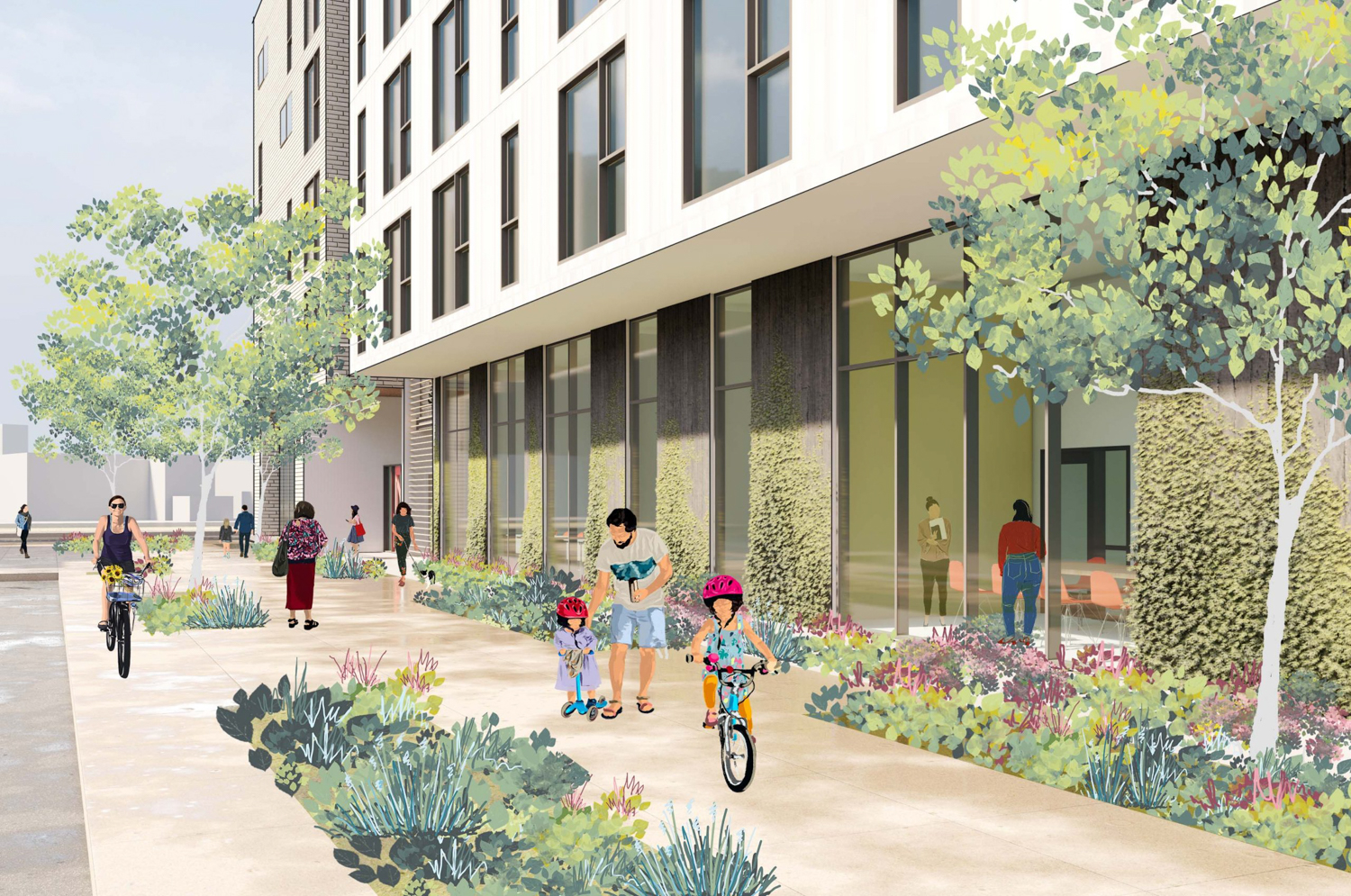 525 North Capitol Avenue paseo view, rendering by David Baker Architects