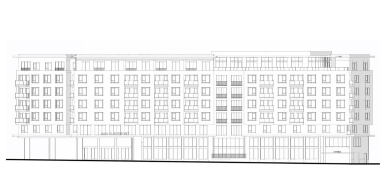 6230 Claremont Avenue facade elevation, illustration by BDE Architecture
