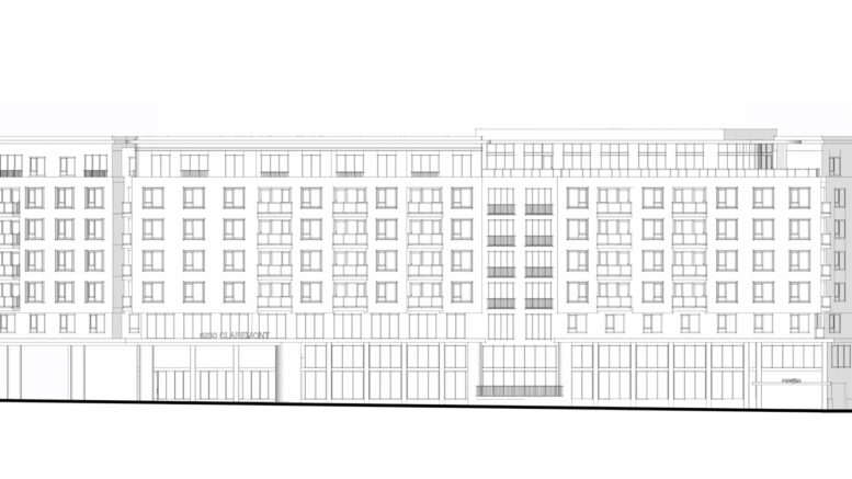 6230 Claremont Avenue facade elevation, illustration by BDE Architecture