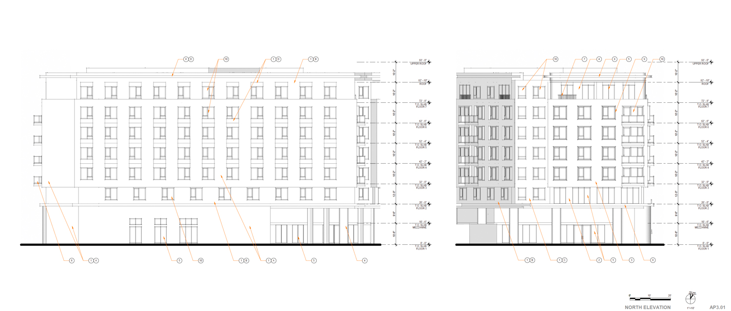 6230 Claremont Avenue north facade elevation, illustration by BDE Architecture