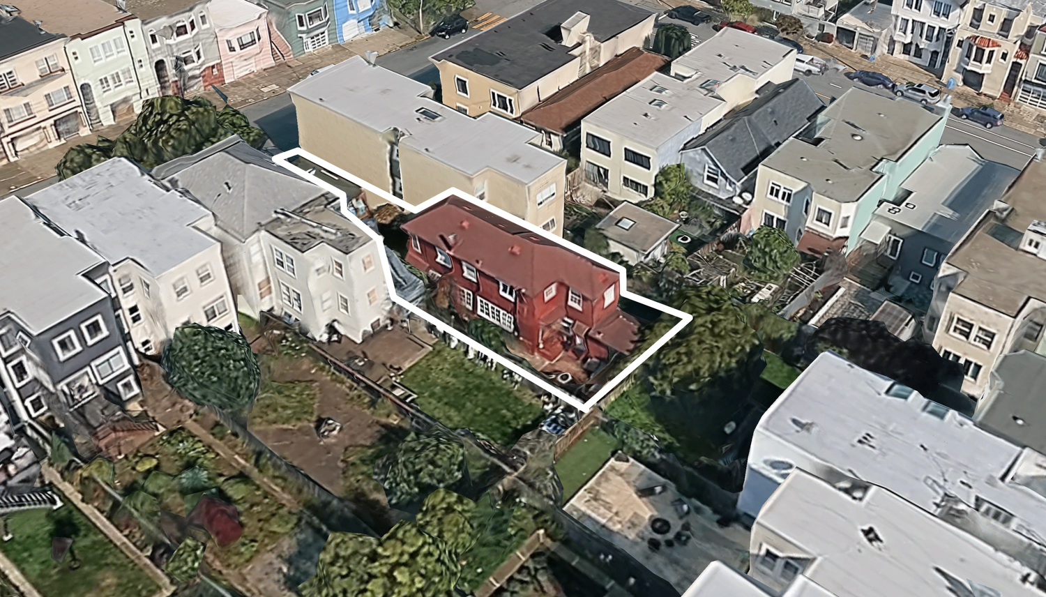 722 19th Avenue outlined approximately by YIMBY, image via Google Satellite