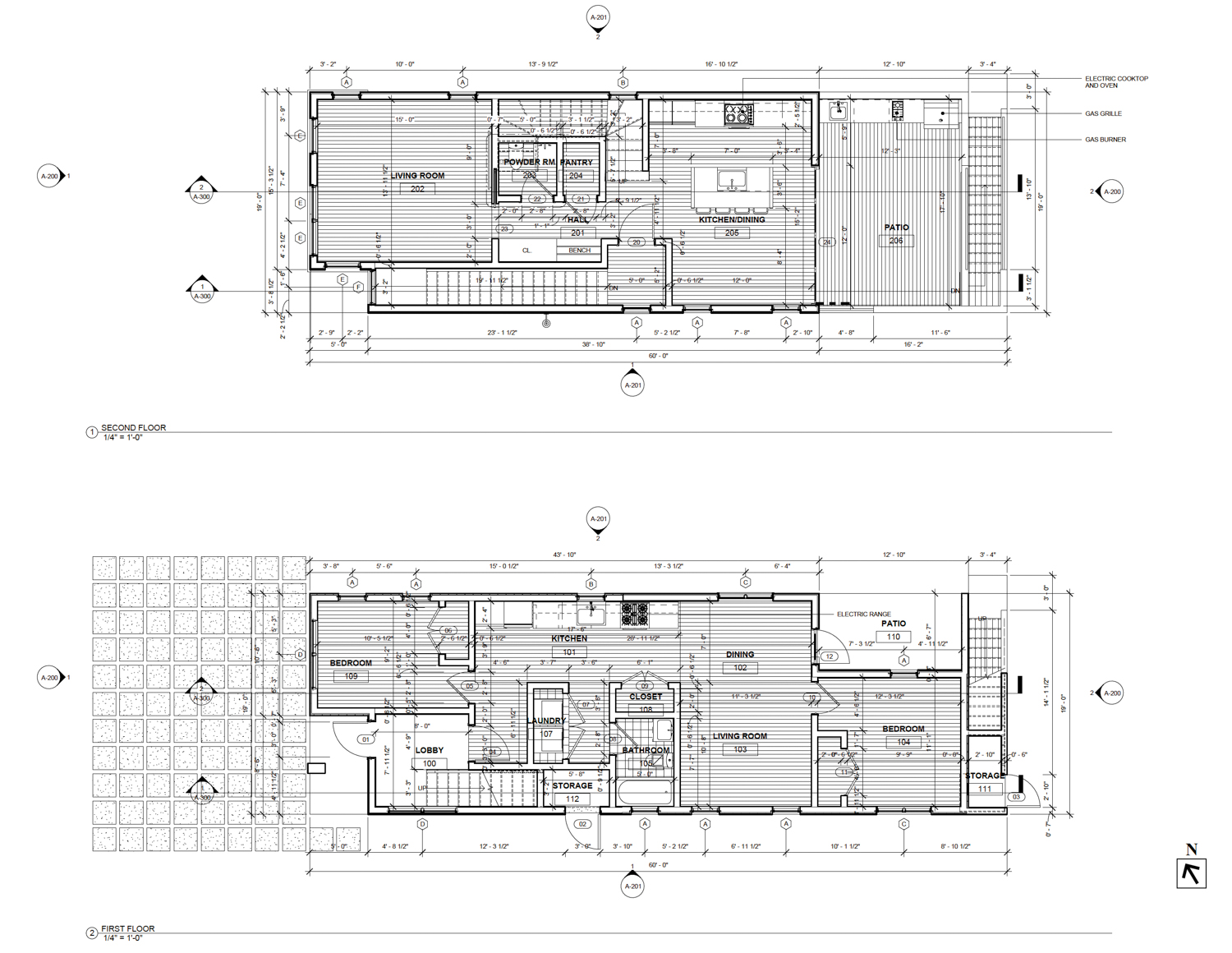 878 Pine Street floor plans, illustration by Oakley & Oakley