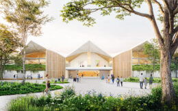 Eames Institute arrival court, rendering by Herzog & de Meuron